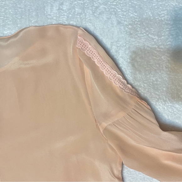 J. Crew 100% Silk Bell Lace Ruffle Sleeve Boho Lightweight Blouse Top Size 12 - Picture 10 of 14